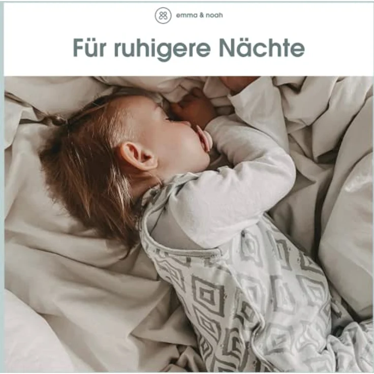 emma & noah Baby Schlafsack mit Füßen 2.5 TOG, Strampelsack für den Herbst und Winter, Bio-Baumwolle, OEKO-TEX Zertifiziert, Kuscheliger Schlafsack für Neugeborere (Punkte Blau, 70 cm) – Bild 3
