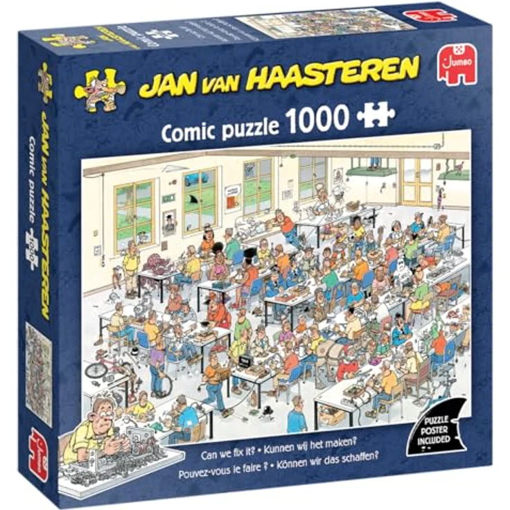 Jan van Haasteren Können Wir Das Schaffen? 1000 Teile Puzzle für Erwachsene aus 100% recyceltem Karton, 68 x 49 cm, humorvolle Repair Café Szene – Bild 1