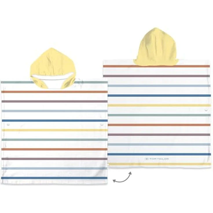 TOM TAILOR Junior Poncho COLORED STRIPES, 60x120 cm, 100% Baumwolle/Frottier, Bunt (Multi Color), ideal für Sport und Freizeit, mit Bauchtasche – Bild 2