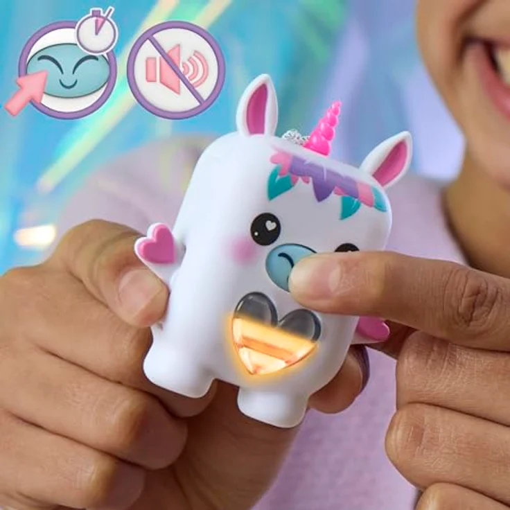 NANO-MALS Meadowmist Einhorn, elektronisches Fidget-Tierchen mit Herzanzeige und Farbwechsel, interaktive Reaktionen, 6,9 cm – Bild 5