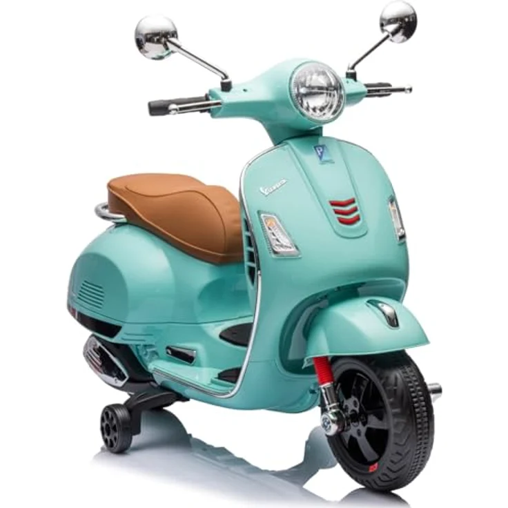 Sun Baby Vespa Maxi, Elektrischer Kinderroller mit 12V Akku, Licht, Sound und stabiler Konstruktion, türkis – Bild 2