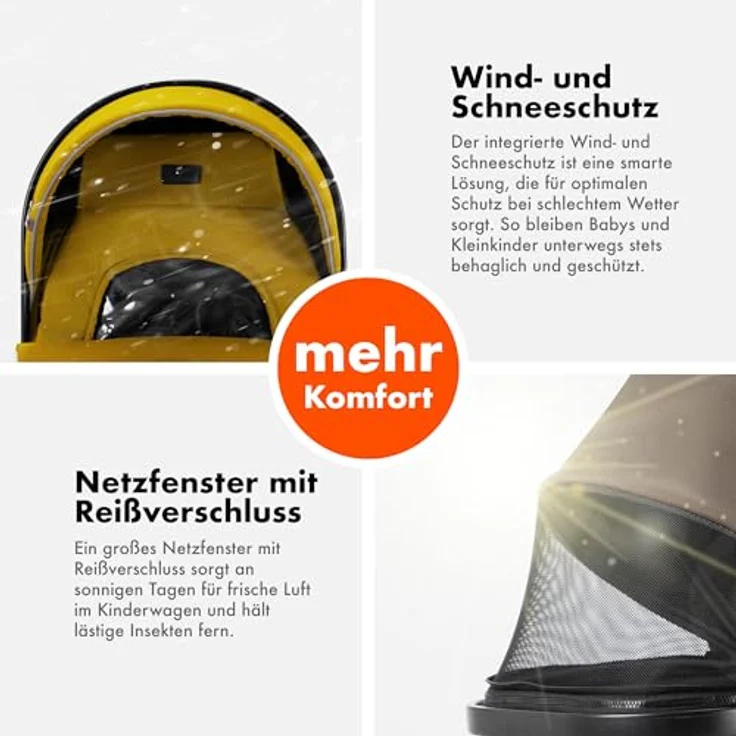 Daliya FLEXI-PRO M 2in1 Kombikinderwagen & Buggy mit Memory-Knöpfen, großem Einkaufskorb, leichtem Aluminiumrahmen und wetterfestem Schutz - einhändig abnehmbare Babywanne, höhenverstellbarer Schieber – Bild 7