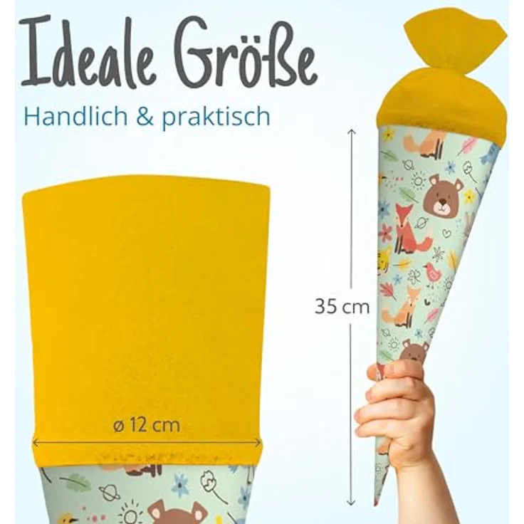 itenga Geschwisterschultüte 35cm Tiere Tiermuster Geschenkverpackung Schultüte Zuckertüte Filzverschluss Kinder Erwachsene (Waldtiere) – Bild 8