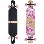 Flex2 bis 84kg - Camber Longboard (Flex2 bis 84kg, pink Blume LED - Ahornholz)