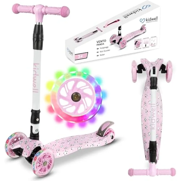 COIL VENTO Dreiradscooter Kinderroller, Balance-Roller mit ABEC-7-Lagern, 3-stufiger Lenkradverstellung und LED-Rädern