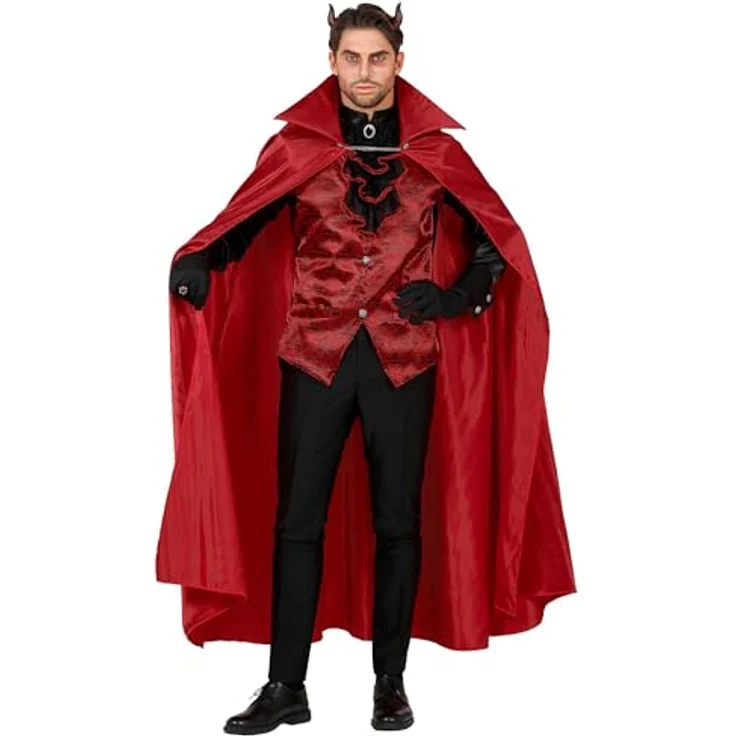 Widmann Kostüm Teufel, Schwarz-Rot, inkl. Hemd mit Weste, Jabot, Umhang und Handschuhen, Größe L – Bild 1