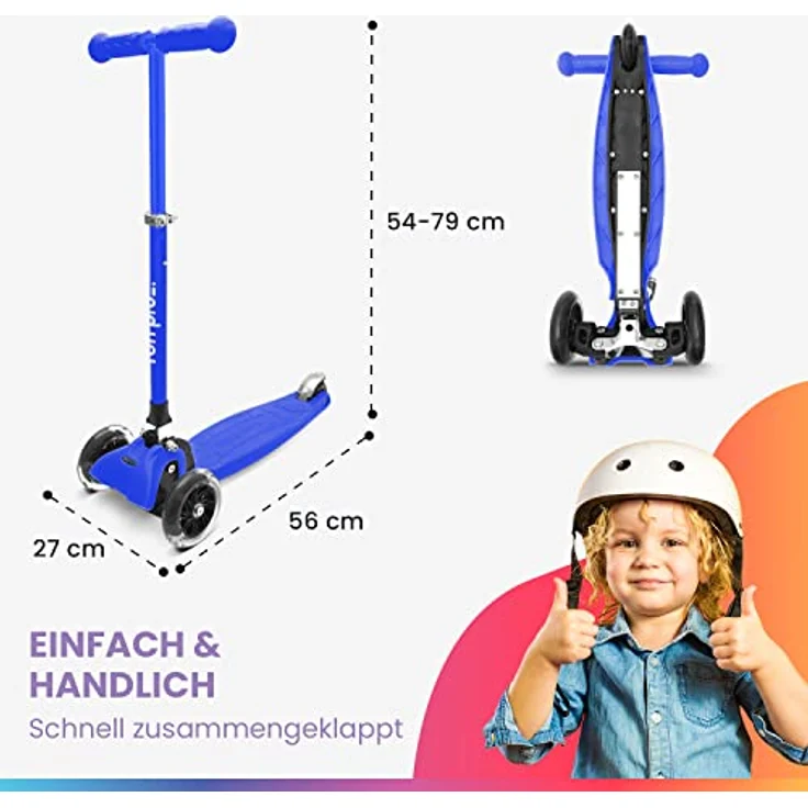 Fun Pro ONE Deluxe Kinderroller, Scooter mit LED-Räder, klappbar, für Kinder von 3-6 Jahren – Bild 6
