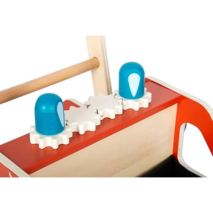 Small Foot Lauflernwagen Feuerwehr aus Holz, Modernes Laufhilfe für Feuerwehrfans, mit integriertem Bremssystem, für Kinder ab 12 Monaten, Blaulichter und Kurbelrad, 12540 – Bild 4
