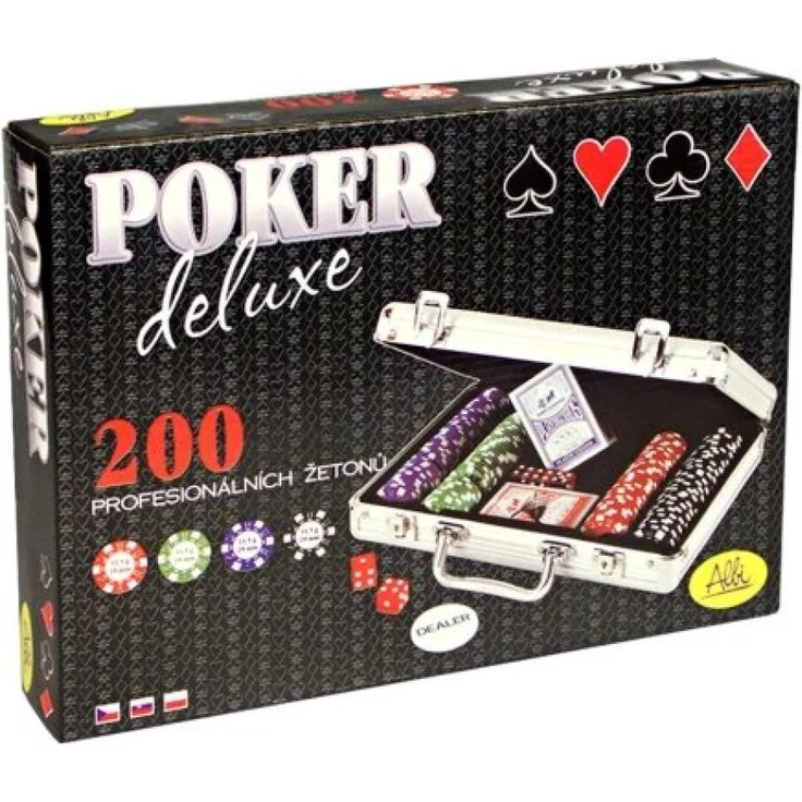 Albi Poker Deluxe, Brettspiel Set mit 200 P50 Chips im praktischen Koffer