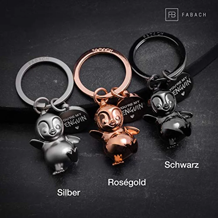 FABACH Pinguin Schlüsselanhänger Breezy, Glücksbringer mit Gravur "You're My Penguin", in Schwarz, Roségold oder Silber - Geschenk für Partner zu Geburtstag und Jahrestag – Bild 3