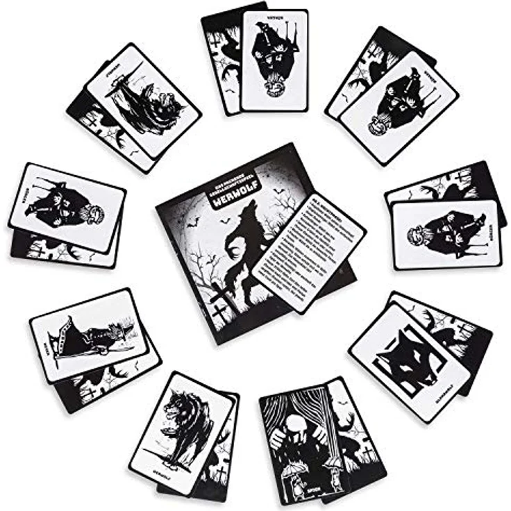 Original Werwolf Kartenspiel Deluxe Partyspiel mit Erweiterung - Werwölfe Rollenspiel Klassiker - 45 Karten Edition mit 30 verschiedenen Charakteren! DEUTSCHE Version – Bild 4