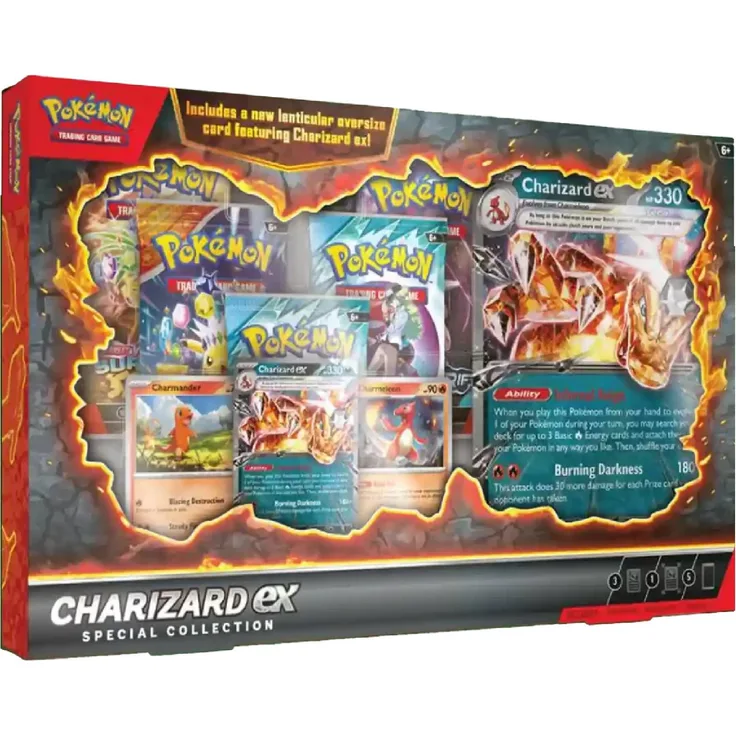 Nintendo Pokémon Charizard ex Special Collection, inklusive 5 Booster-Packs und übergroßer Linsenkarte, englische Version