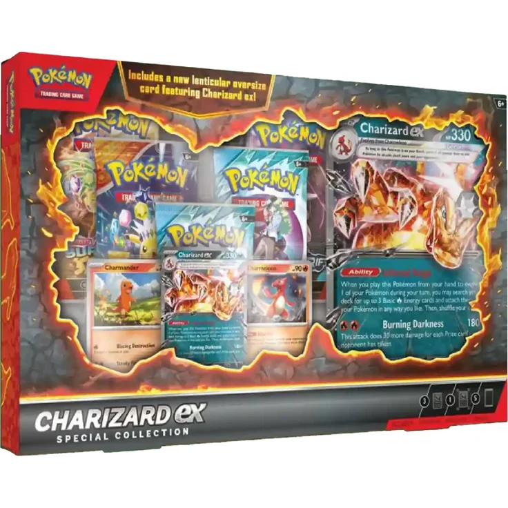 Nintendo Pokémon Charizard ex Special Collection, inklusive 5 Booster-Packs und übergroßer Linsenkarte, englische Version