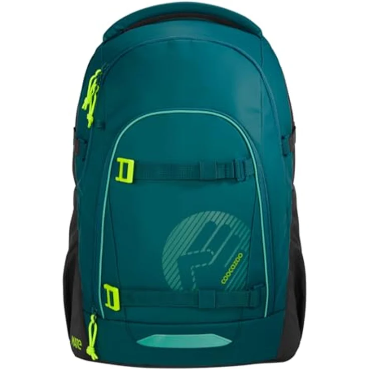 Coocazoo Mate Schulrucksack Tarp Muddy Lagoon petrol, ergonomisches Tragesystem, geräumige Fächer, reflektierende Flächen für Sicherheit – Bild 1