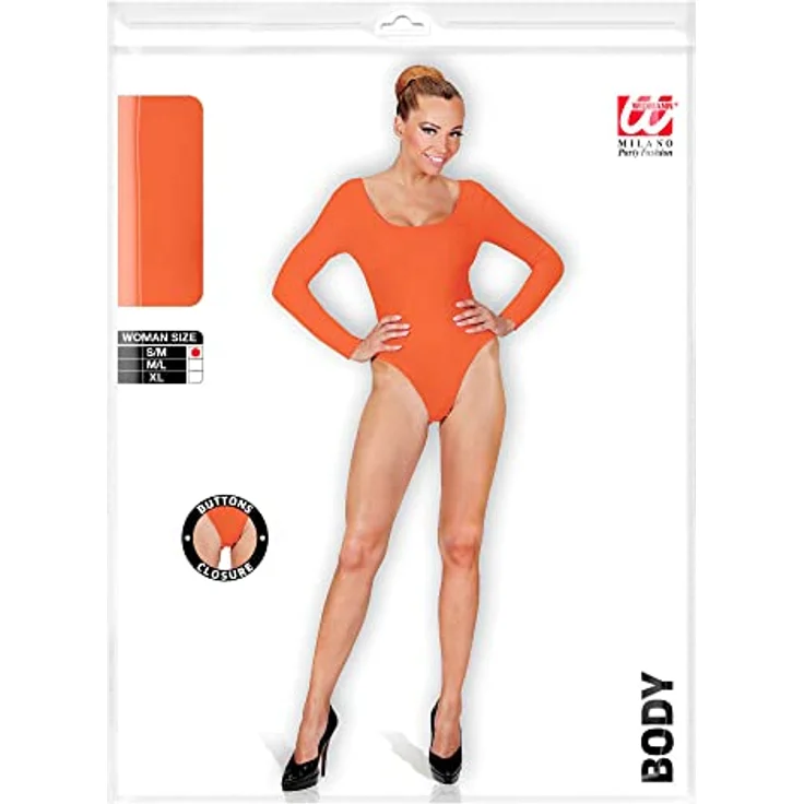 Widmann Body orange, Kostümzubehör aus 90% Polyamid und 10% Elasthan, Druckknopfverschluss im Schritt, Größen S und M – Bild 2