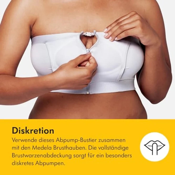 Medela Abpump-Bustier Hands-free, flexibles Milchpumpenzubehör, Weiß, Größe L – Bild 7