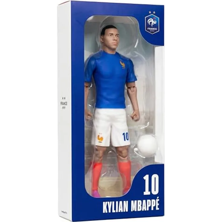 Banbotoys France Mbappé Actionfigur, 20 cm beweglich mit 10 Gelenkpunkten und Fußball, offizielles FFF Merchandise