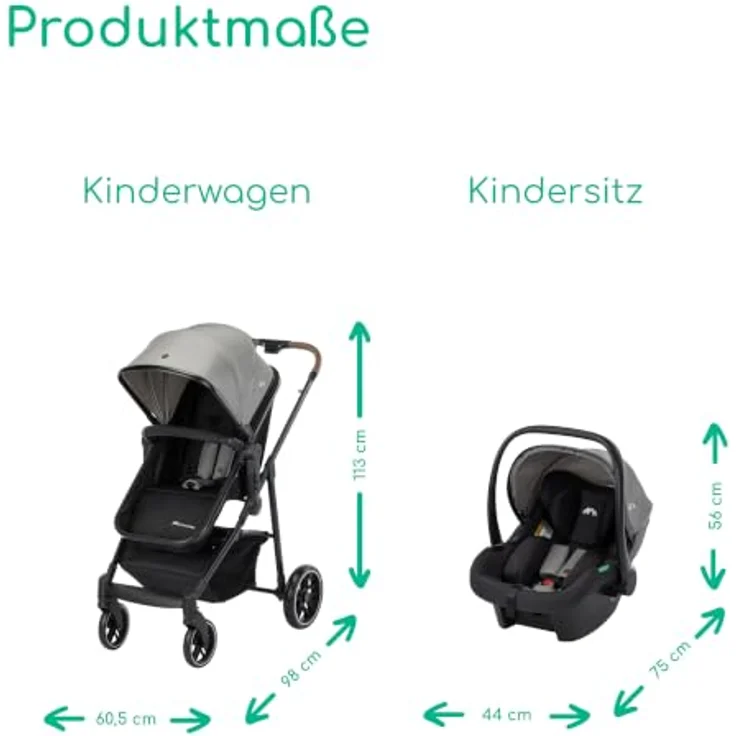 Bebeconfort Haze Trio Lux, 3-in-1 Kinderwagen Set mit i-Size Kindersitz, 2-in-1 Sitzeinheit, kompakt klappbar, Tinted Grey – Bild 4