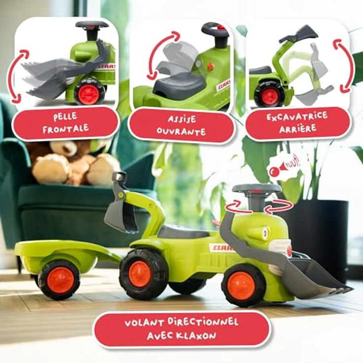 Falk Claas Kindertraktor mit Frontbagger, Rutschauto aus 90% recyceltem Kunststoff, geeignet ab 12 Monaten, Outdoor Spielzeug für Jungen & Mädchen – Bild 3
