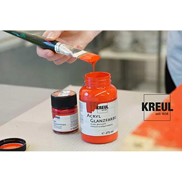 KREUL 79501 Acryl Glanzfarbe, 50 ml in Weiß, glänzend, schnelltrocknend, speichelecht, deckend – Bild 3