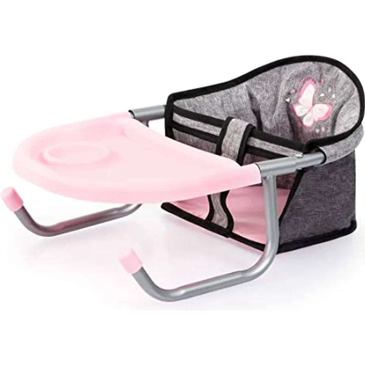 Bayer Design 65833AA Tischsitz für Puppen, Puppensitz, Zubehör - Modernes Design, Geeignet für Babypuppen bis 46 cm, Inkl. Esstablett, Zusammenklappbar - Blau