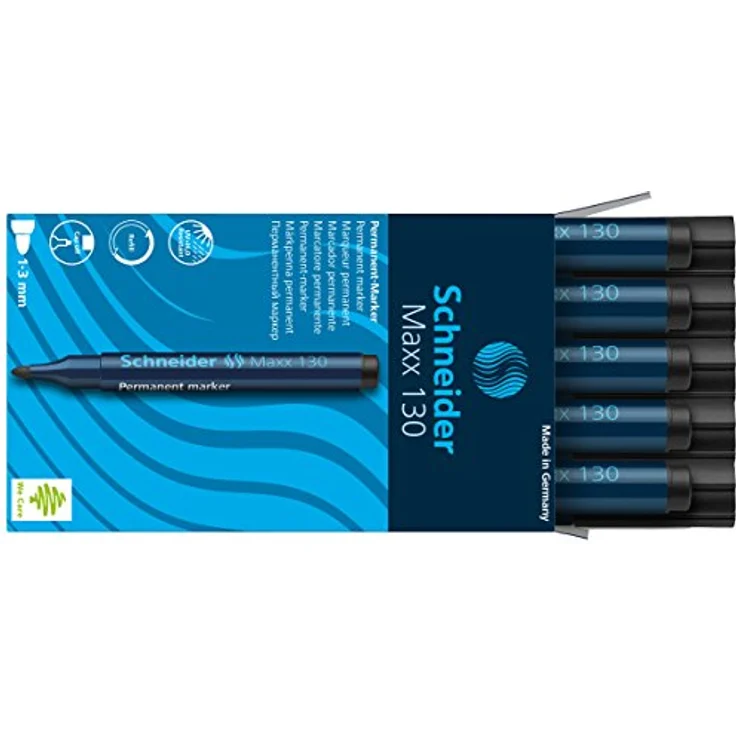 Schneider Maxx 130 Permanent-Marker mit Rundspitze (Strichstärke: 1-3 mm, nachfüllbar) 10er Packung schwarz – Bild 2