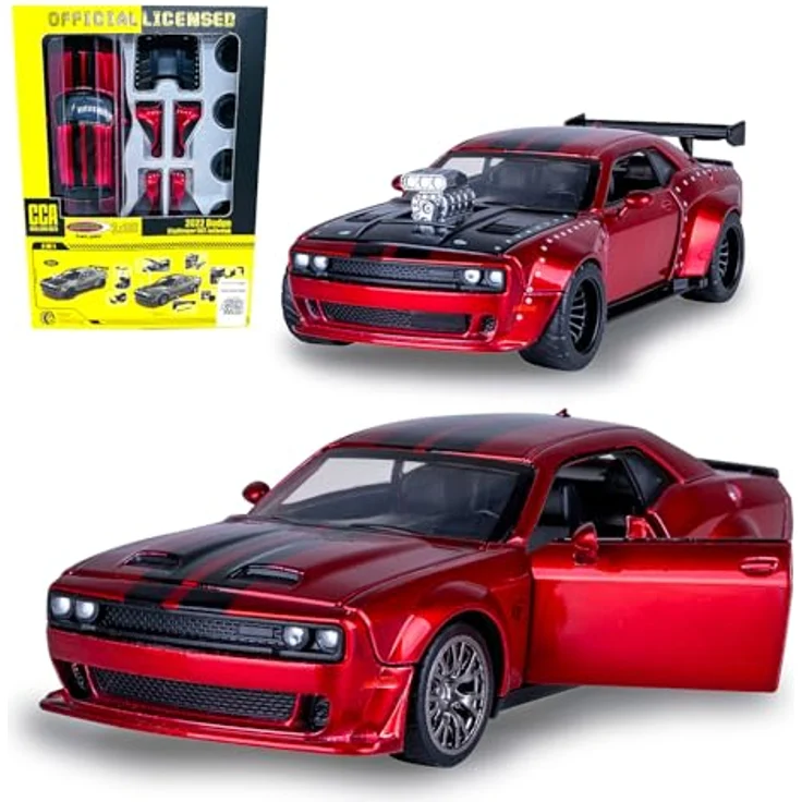 JAMARA Dodge Challenger SRT Jailbreak Diecast 1:36, Modellauto mit Tuning-Kit und manuell öffnenden Türen, Geschenkidee für Kinder – Bild 1
