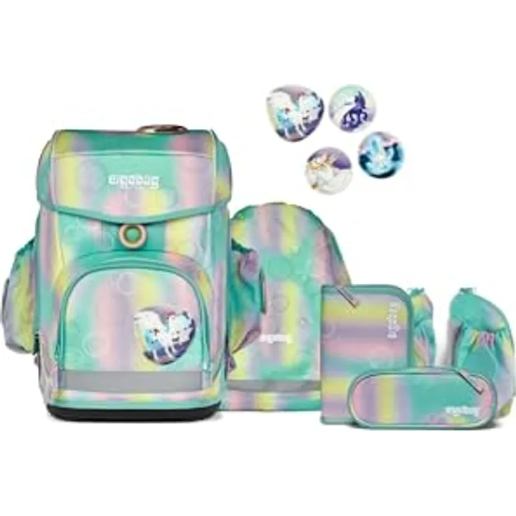 Ergobag cubo light Set ergonomischer Schulrucksack, extra leicht, 5-teilig, 780 g, blau