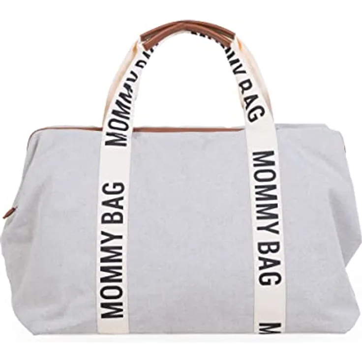 Childhome, Mommy Bag, Wickeltasche, Kliniktasche, Reisetasche, großes Fassungsvermögen, Wickelauflage, verstellbarer Schultergurt, unterteilt, Isoliertasche, Durchgang für Koffer, Altweiss, Signature