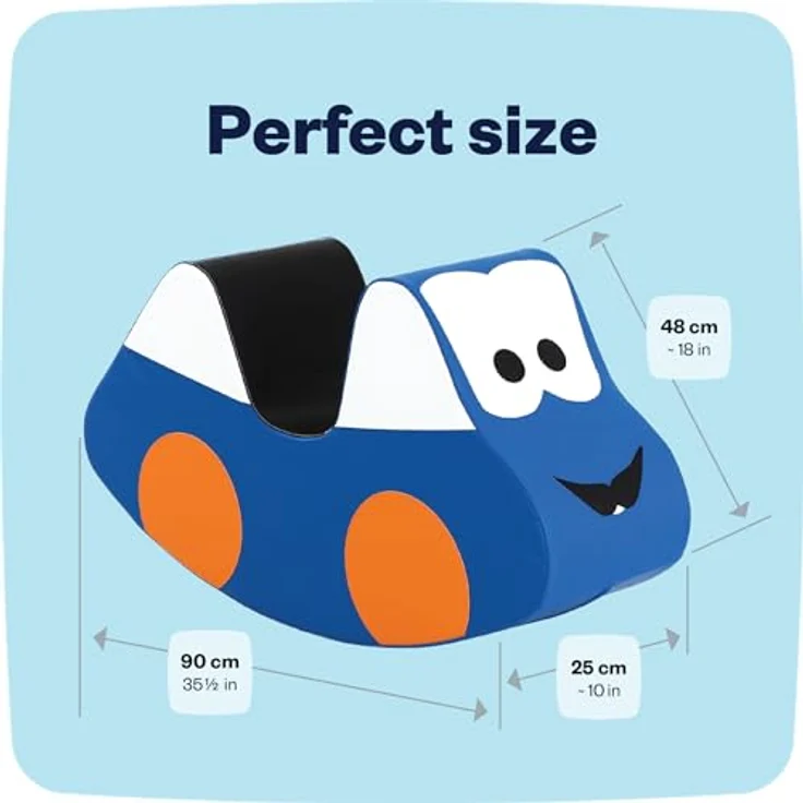 IGLU SOFT PLAY Schaukelpferd, Kinder Schaukeltier aus PE-Schaum mit veganem Lederbezug, blau, fördert motorische Fähigkeiten und Gleichgewichtssinn – Bild 2