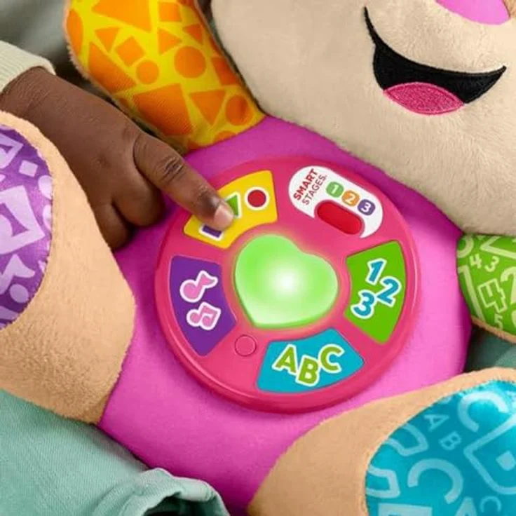 Fisher-Price Laugh & Learn JFD35, Interaktives Lernspielzeug für Babys, mehrsprachige Inhalte in Italienisch, Spanisch, Portugiesisch und Englisch, aus kuscheligem Material – Bild 3