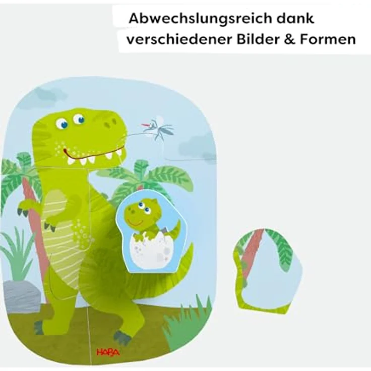 HABA 4 Erste Puzzles – Dinosaurier-Puzzle mit 4 Motiven und Holzfigur, fördert Kreativität & Motorik, für Kinder ab 2 Jahren – Bild 4