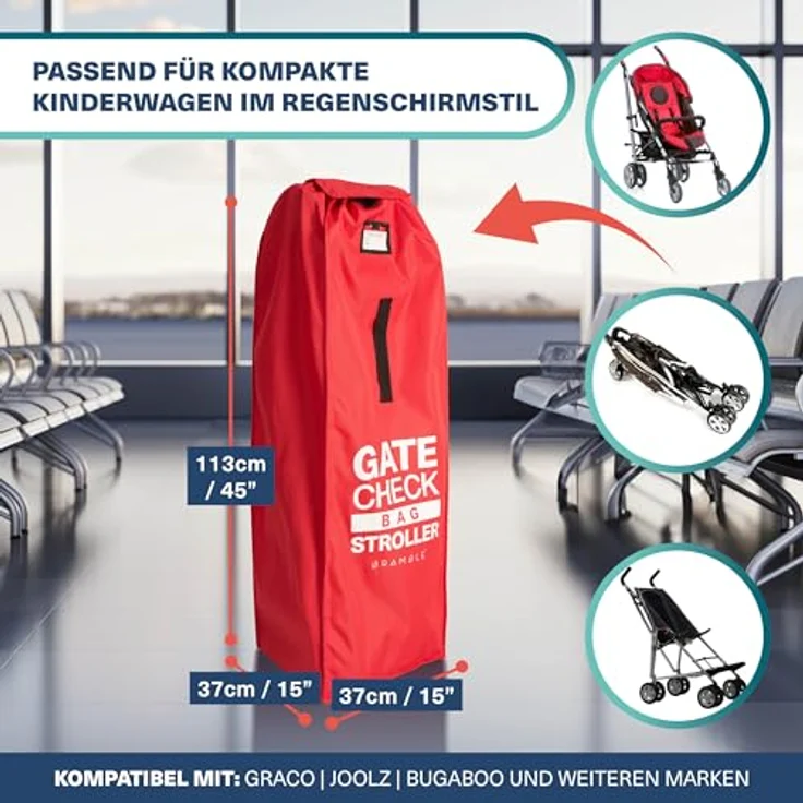 Bramble Transporttasche Kinderwagen, rot, 113 x 37 cm, aus robustem 600D Oxford-Gewebe, ideal für Reisen und Schutz bei Lagerung – Bild 3