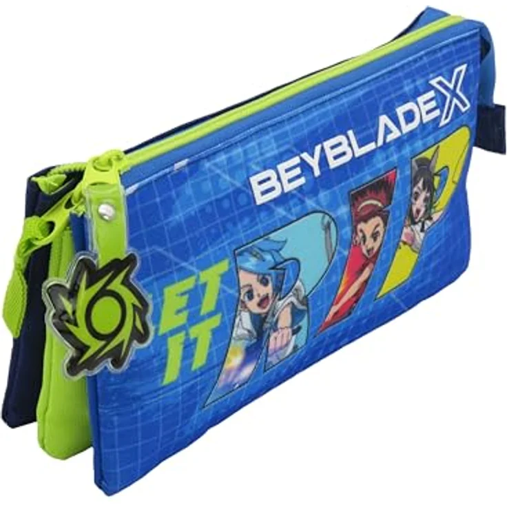 Beyblade Dreifach Federmäppchen mit Reißverschluss, 3 Fächer zur Schreibwarenorganisation – Bild 2