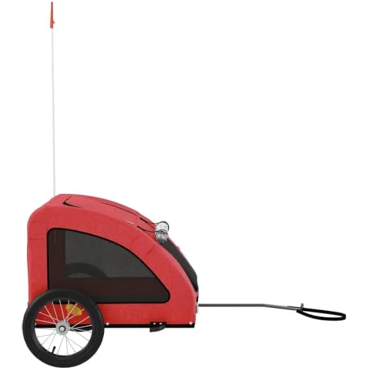 vidaXL Fahrradhundeanhänger Fahrradanhänger Hunde Rot Oxford-Gewebe und Eisen, 45 kg Maximale Tragfähigkeit – Bild 8
