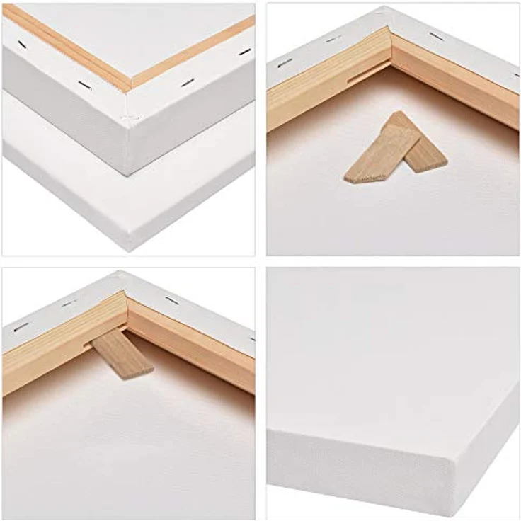 Artina 3er Set 3D Premium 20x20 cm Keilrahmen – Holz Keilrahmen Leinwand 100% Baumwolle Leinwand 3-Fach weiß vorgrundiert – Leinwände zum Bemalen 380 g/m² - Extrabreiter, bespannter Keilrahmen – Bild 3
