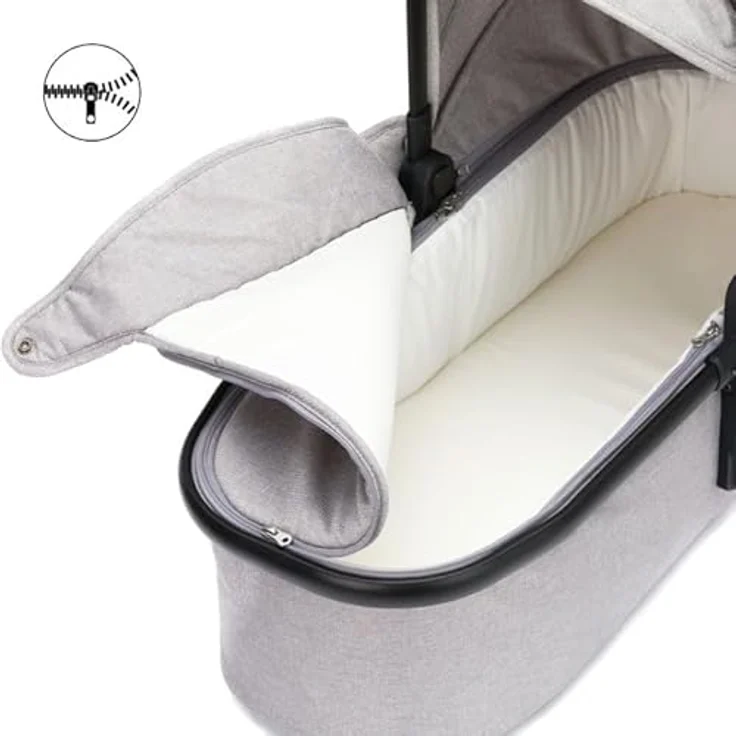 Fillikid Babywanne für Zwillingswagen Duette, komfortable Liegefläche 30 × 75 cm, grau – Bild 6