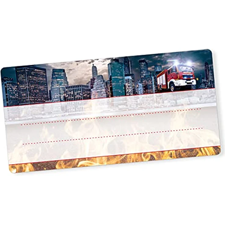 itenga 40x Buchetiketten Heftetiketten 9x4,5cm, selbstklebende Schulheft Etiketten mit Feuerwehr-Motiv, beschreibbar – Bild 1