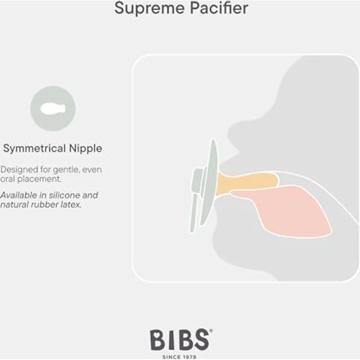 BIBS Supreme Schnuller 2er-Pack, BPA-frei, Symmetrischer Nippel. Silikon, Hergestellt in Dänemark. 6-18 Monate (2er Pack), Haze / Blossom – Bild 4