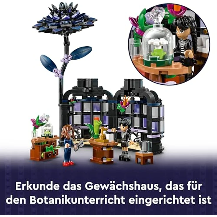 LEGO Wednesday 76784 Schwarze Dahlie Bausatz, 358 Teile, mehrfarbig mit Vase und Klassenzimmer – Bild 5