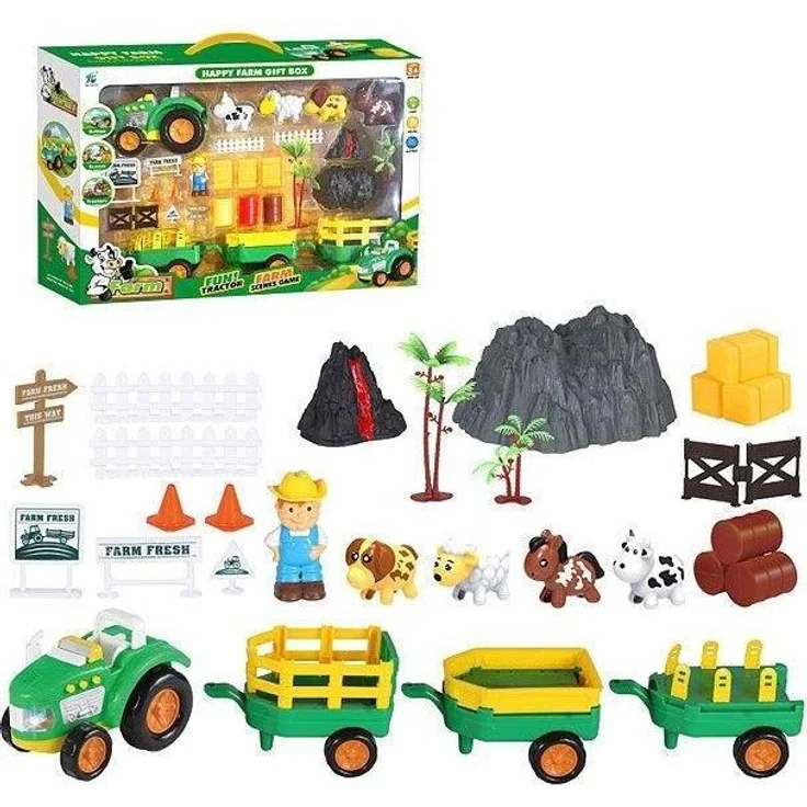 No Name Bauernhof-Set für Babys, Spielzeugautos mit niedlichen Tiermotiven