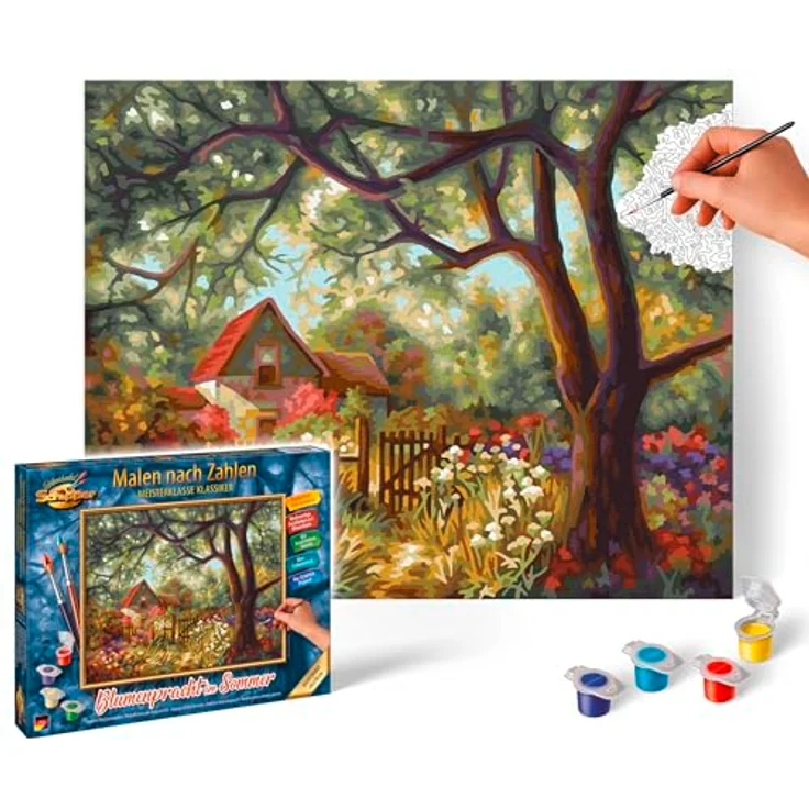 Schipper 609240894 Malen nach Zahlen - Blumenpracht im Sommer - Bilder malen für Erwachsene, inklusive Pinsel und Acrylfarben, 24 x 30 cm – Bild 1