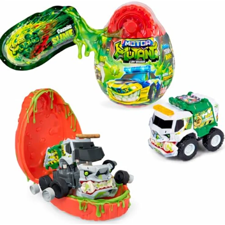Dickie Toys Motor Mutants Überraschungsei, Überraschungsauto zum Zusammenbauen für Kinder ab 3 Jahren, inkl. 20 g Schleim, mehrfarbig, 1 von 10 Mutanten-Autos möglich, Oster-Überraschung – Bild 1