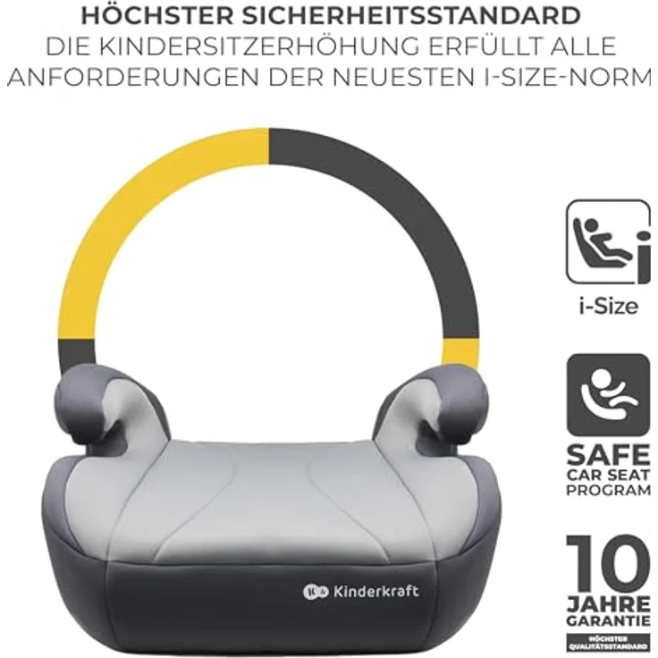 Kinderkraft I-BOOST i-Size, Sitzerhöhung für Kinder (135-150 cm) mit Isofix, 2,5 kg, Grau – Bild 5