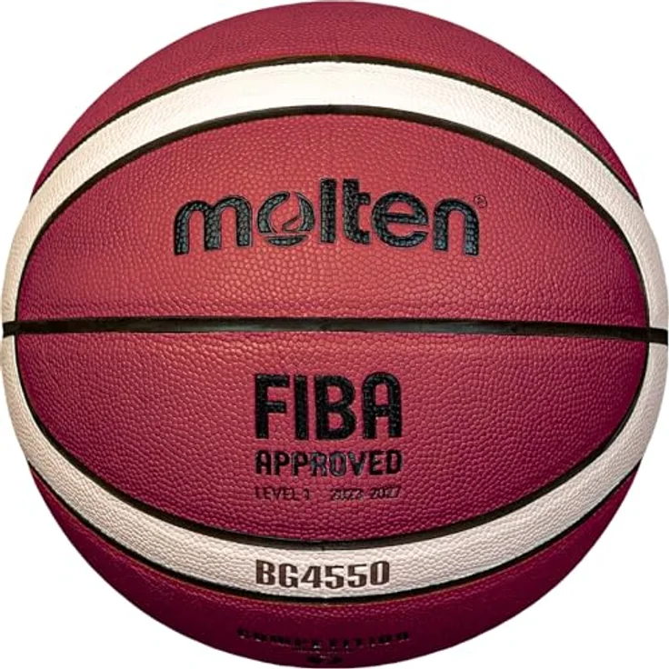 Molten B7G4550, Basketball aus Premium Synthetik-Leder mit hervorragendem Grip, FIBA-zugelassen, für Wettkämpfe und Training – Bild 2