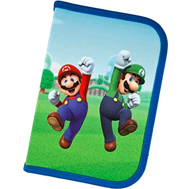 Super Mario gefülltes Schüleretui Federmäppchen inkl. Stiften, Radierer, Lineal etc. I Schlampermäppchen I Etui für die Schule – Bild 2