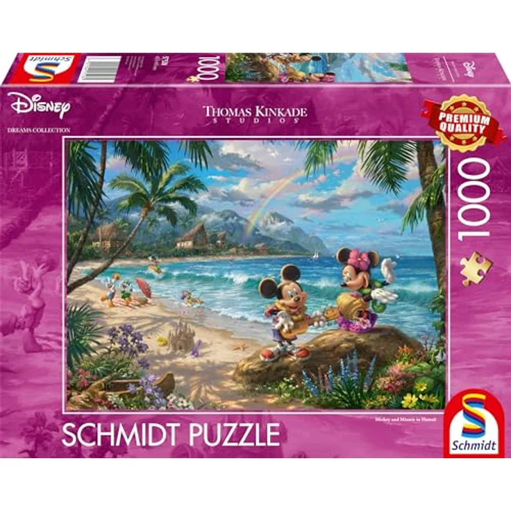 Schmidt Spiele Thomas Kinkade 57528, Disney, Mickey und Minnie in Hawaii, 1000 Teile Puzzle, bunt – Bild 1