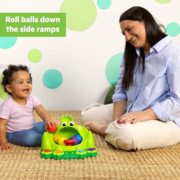 Bright Starts Poppin' Ball Frog, Lernspielzeug mit Licht und Sound für Babys ab 6 Monaten, inkl. 5 Bällen – Bild 6