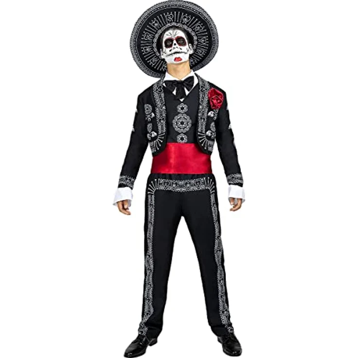 Funidelia Mariachi Kostüm für Herren Tag der Toten, Halloween, Horror - Größe XXL Schwarz – Bild 1