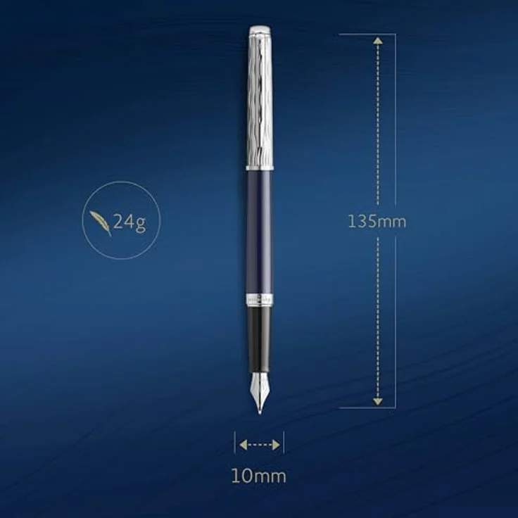 Waterman Hémisphère DeLuxe C.C Füller, Deep Lacquer, blau, Schreibstift mit zeitlosem Wellenmuster und französischer Eleganz – Bild 3